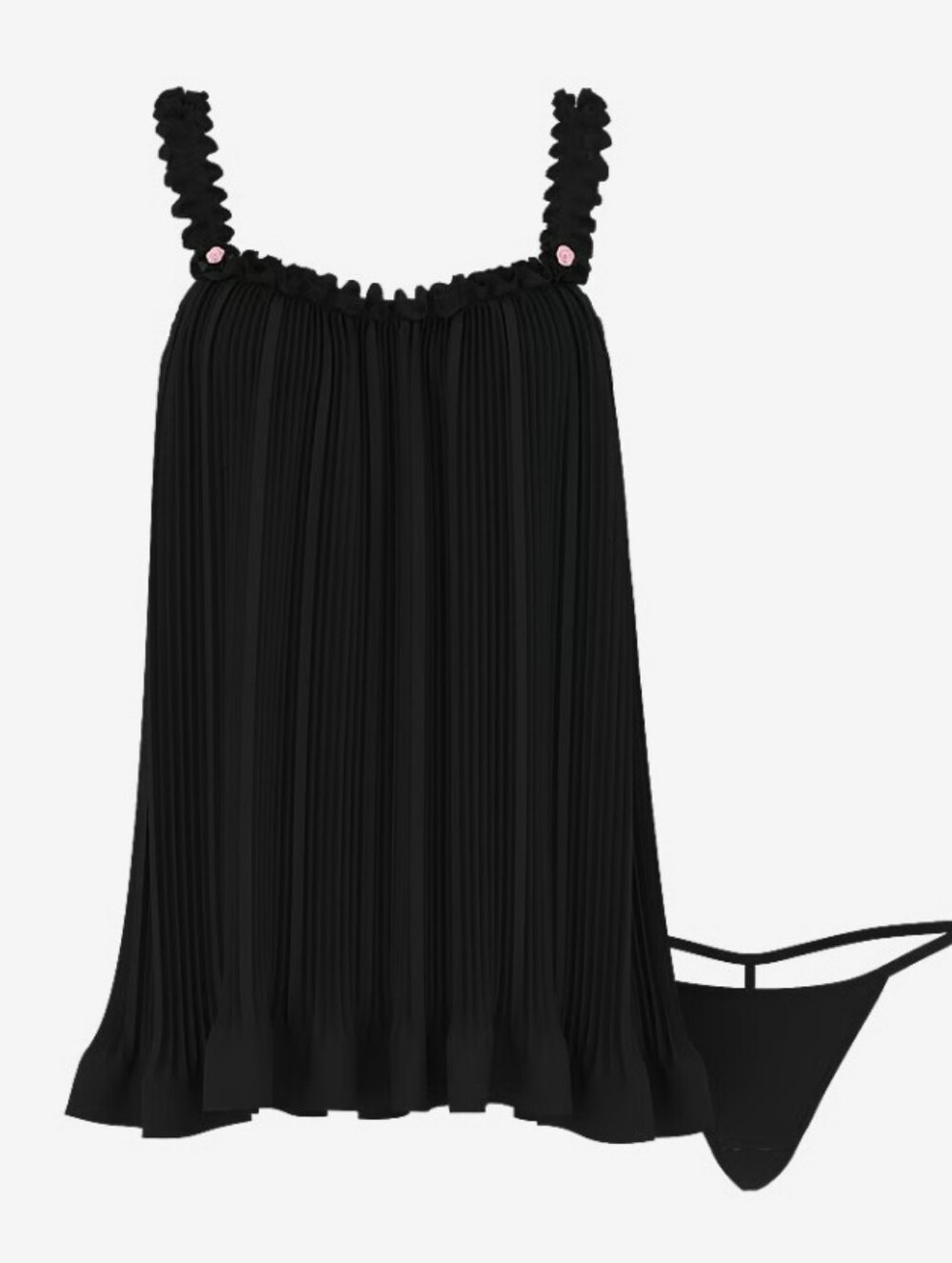 VS Dream Angels Pleated Ruffle Babydoll Set Sz XL NWT